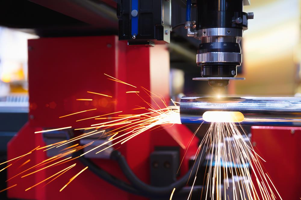 laser cutting close up sparks
