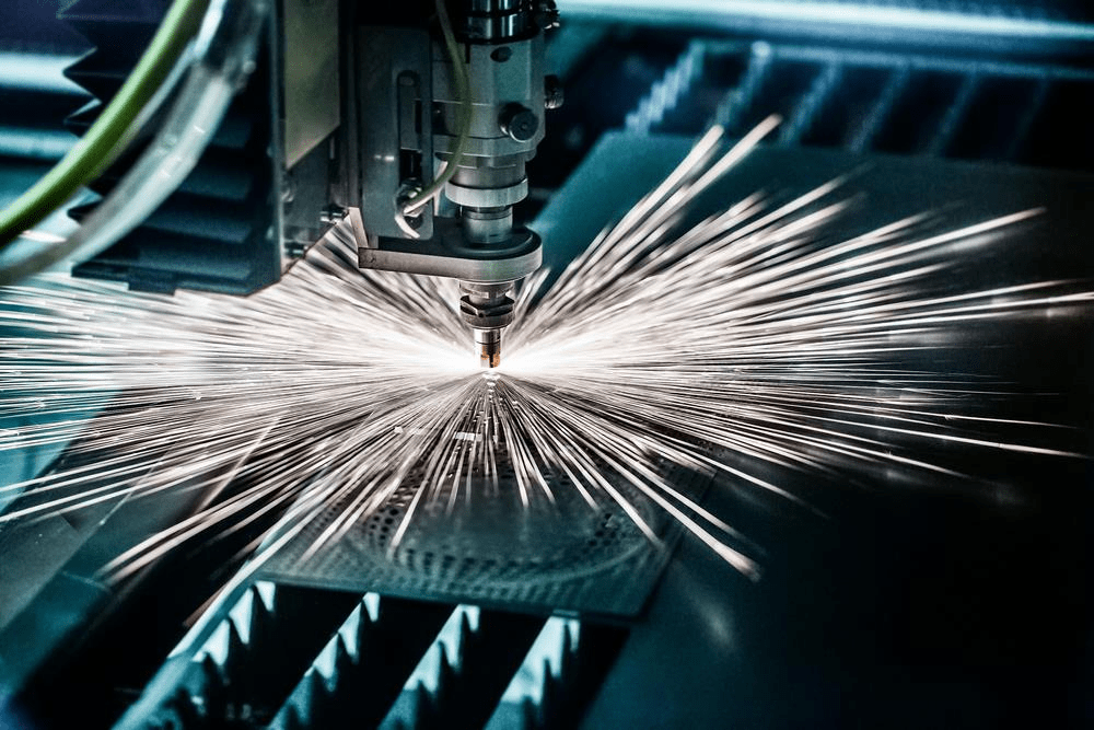 sparks from laser cutting