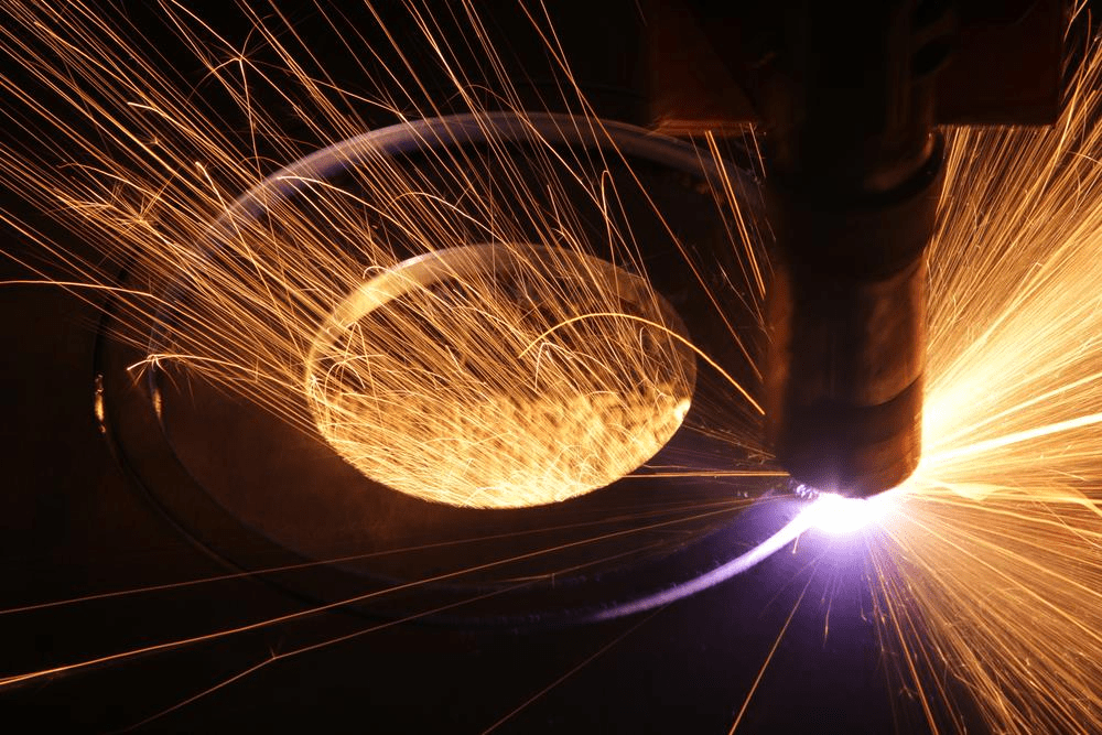 sparks from laser cutting