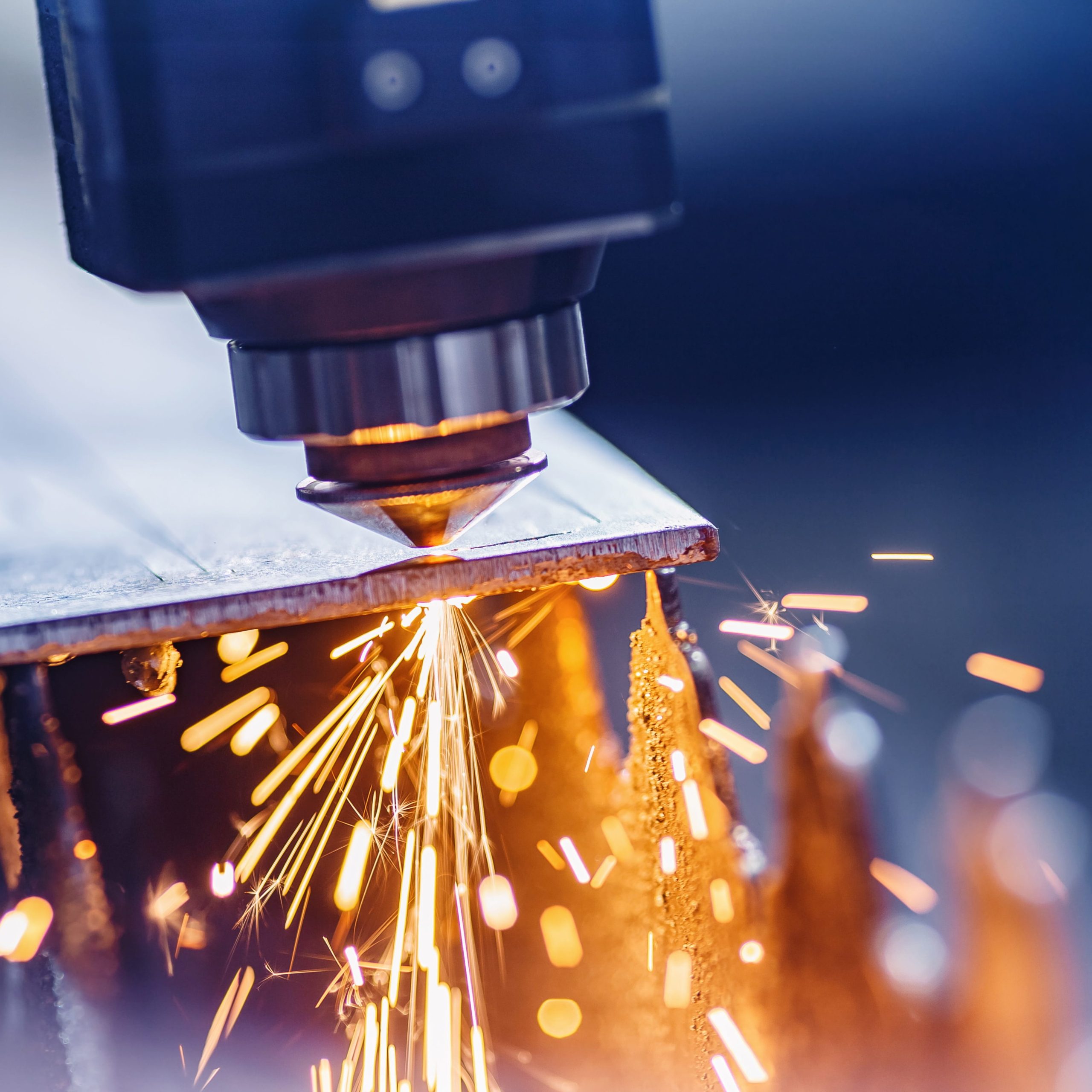 sparks from laser cutting