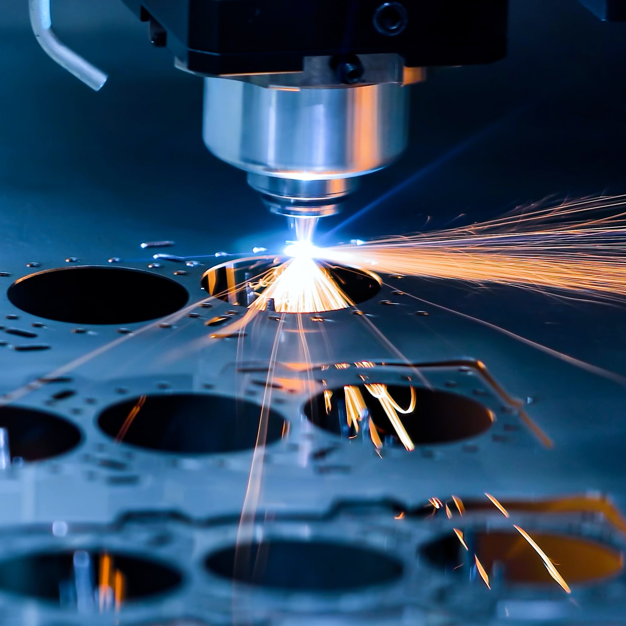 sparks from laser cutting